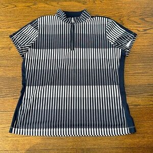 Tail White Label Navy Blue and White Striped Golf Polo Tee Women’s XL
